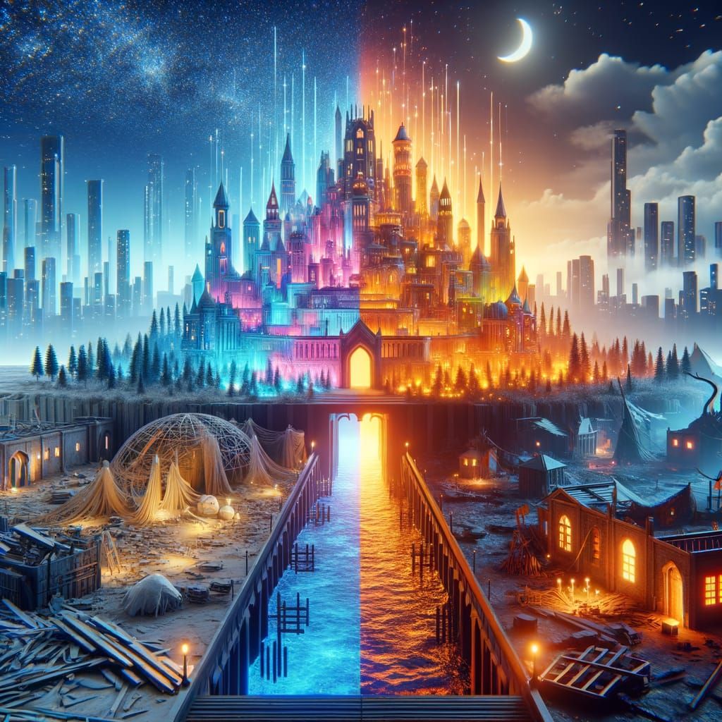 Dual City Concept: Utopia and Dystopia in 3D