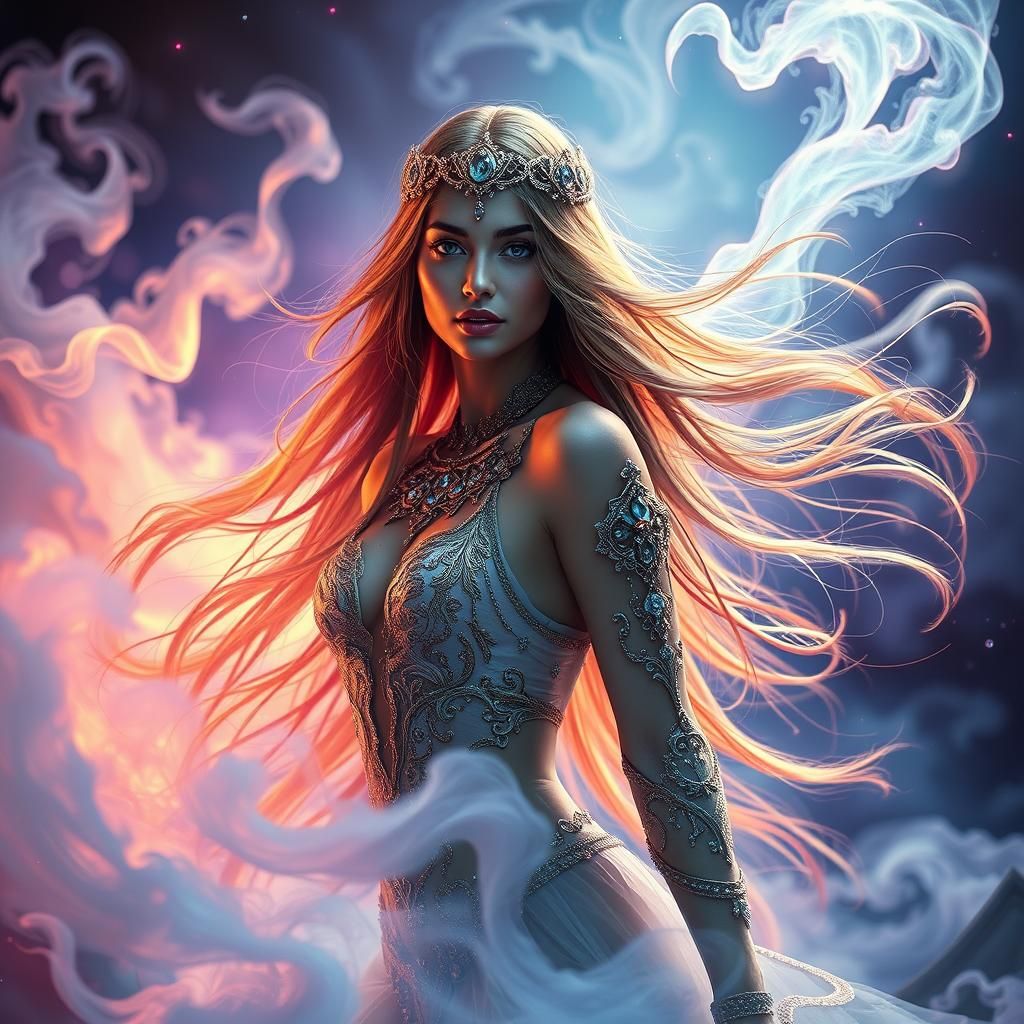 Mystical Model in Dreamlike Realm, Surreal Art