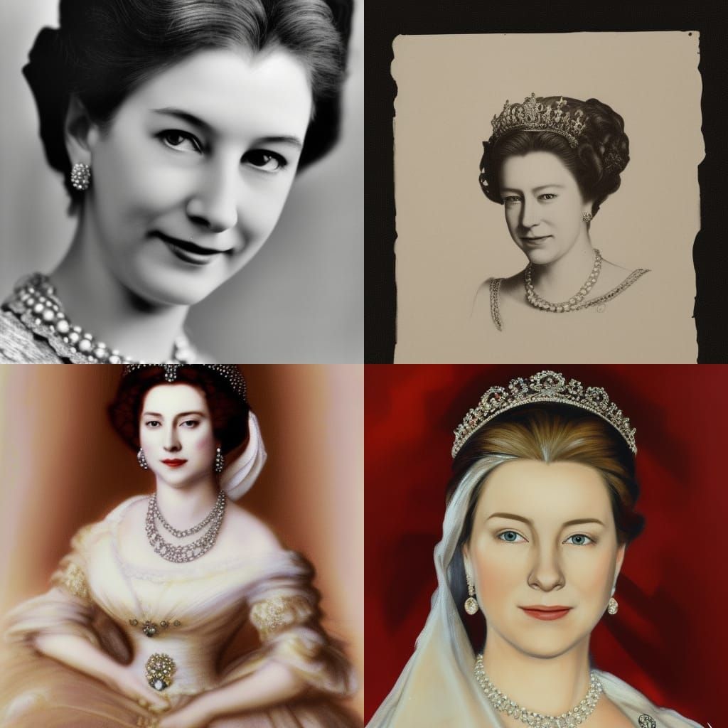 Queen Elizabeth II Portrait in Hyperdetailed Style