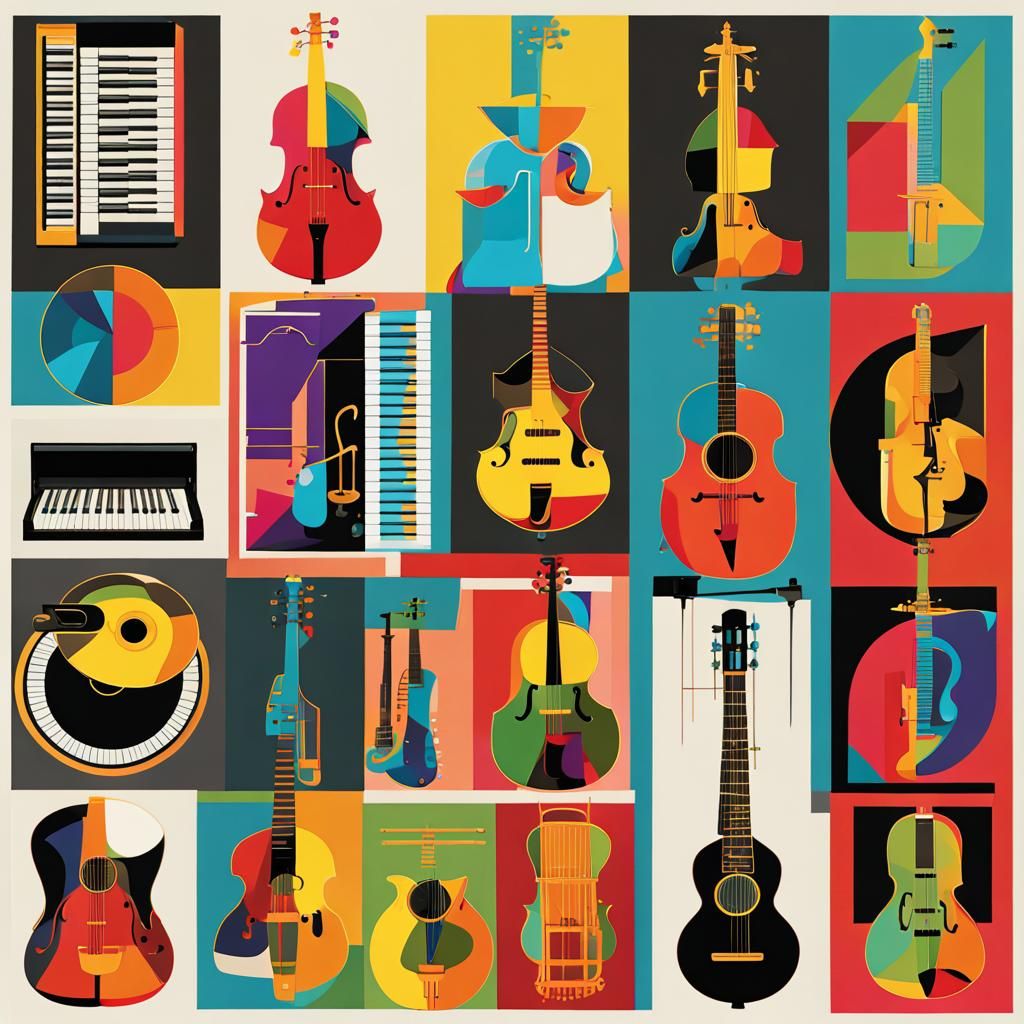 Musical Instruments in Pop Art Screen Print
