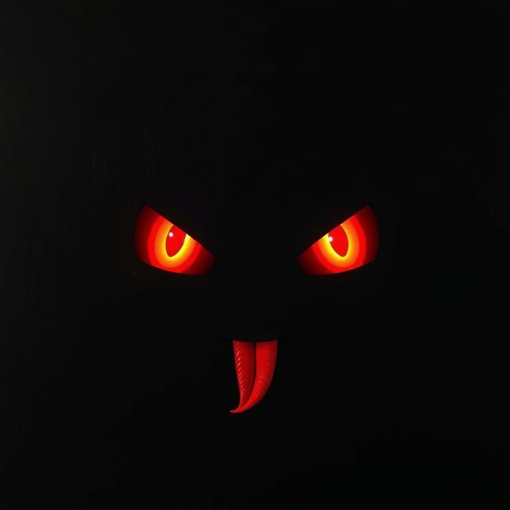 Sinister Red Eyes Glowing in the Dark