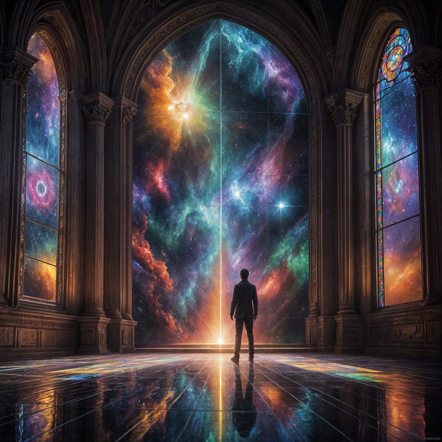 Cosmic Portal with Refracted Light in Hyperrealism