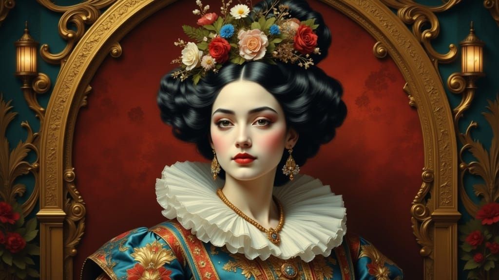 Moliere Portrait in Baroque Art Nouveau Style