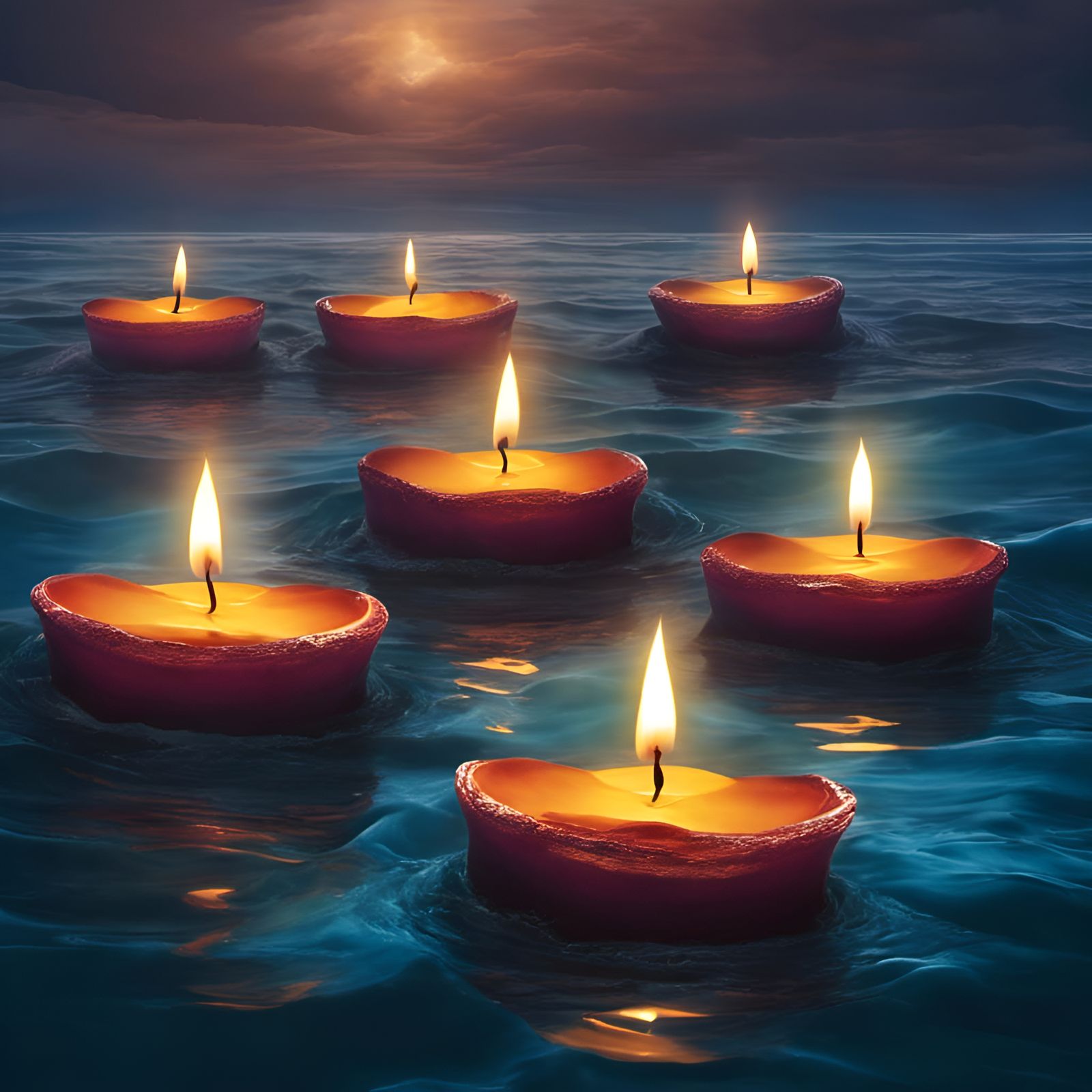 Floating Candles Radiate Light on Hawaiian Waters