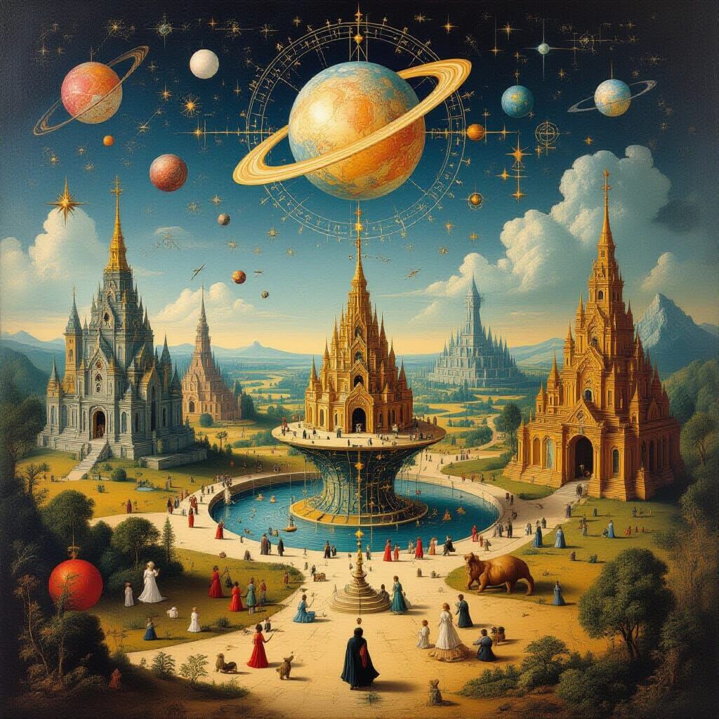 Surreal World of Equations and Astrological Symbols