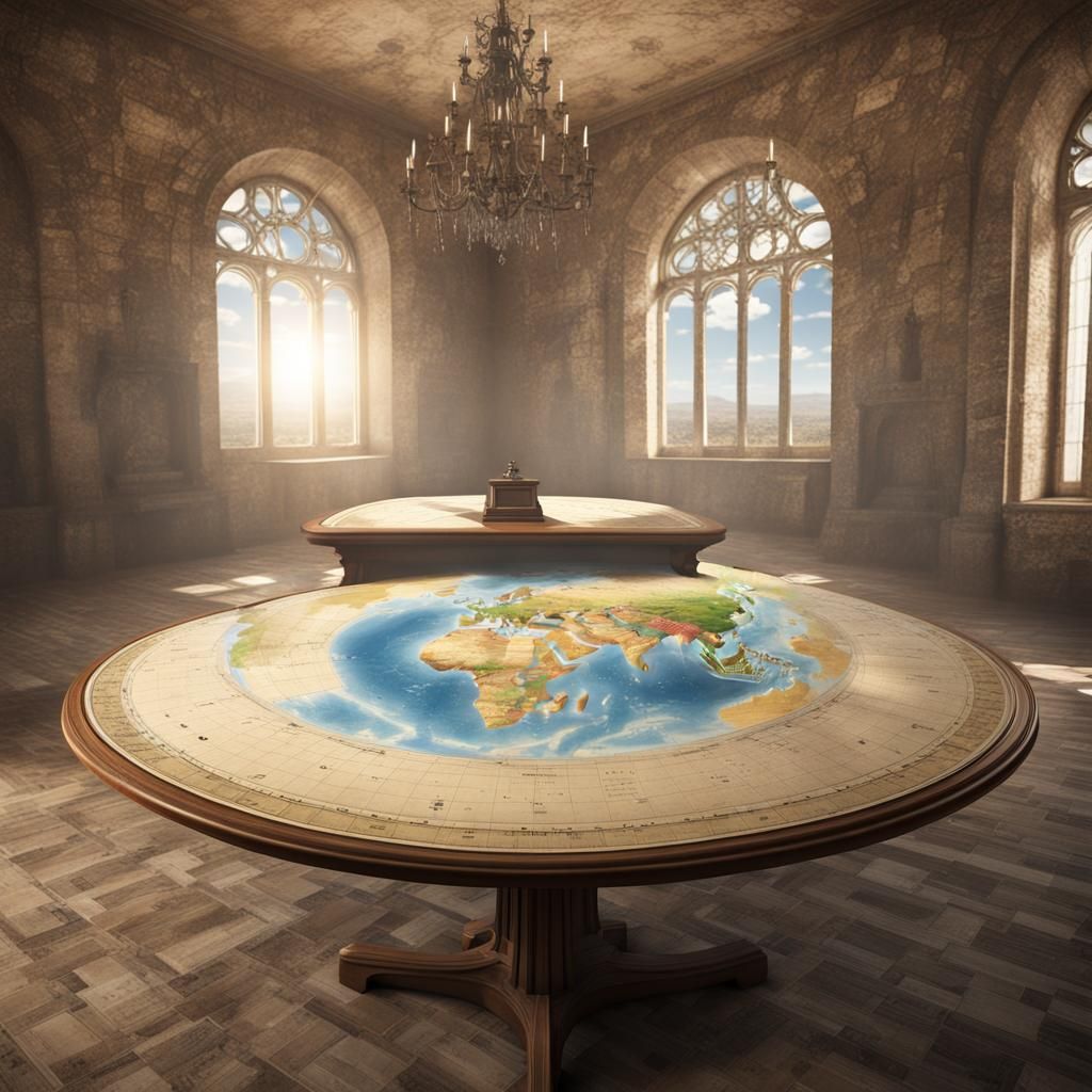 3D Earth Map on Dusty Castle Table