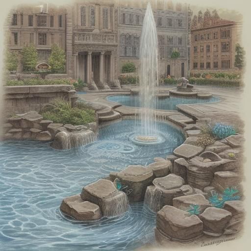 Fountain Pens with Flowing Water