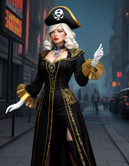 Regal Atompunk Pirate in Opulent Portrait