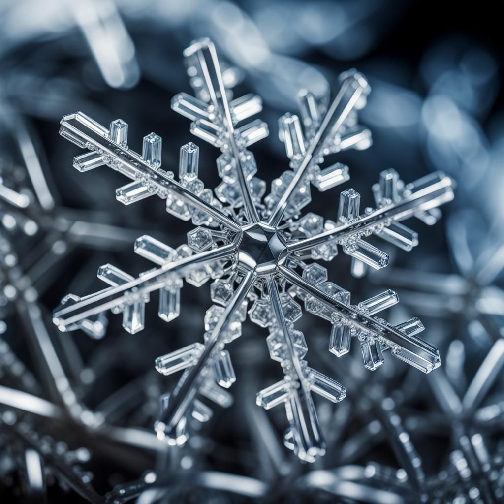 Detailed Crystal Snowflake Macro Photography