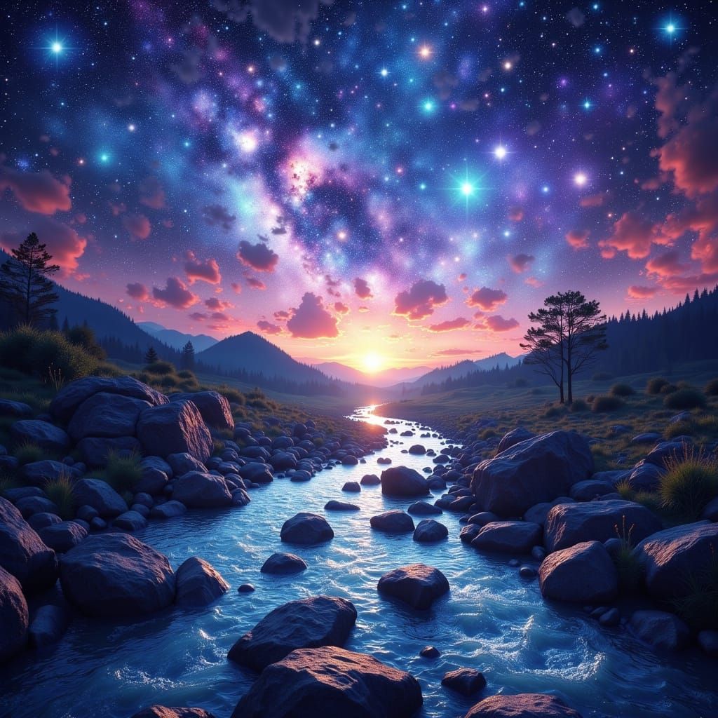 Ethereal River Flows Through Majestic Starfield