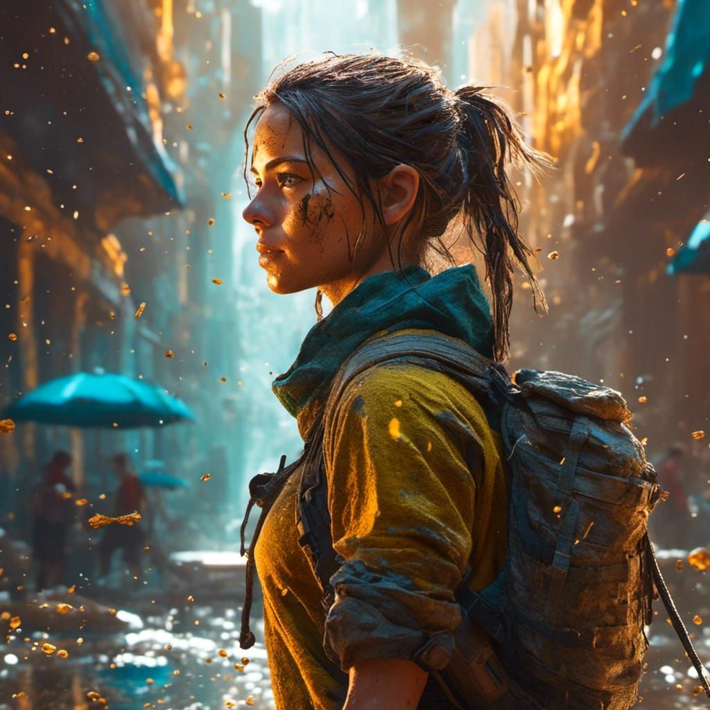 Hyperrealistic Lara Croft Walking: Detailed Concept Art