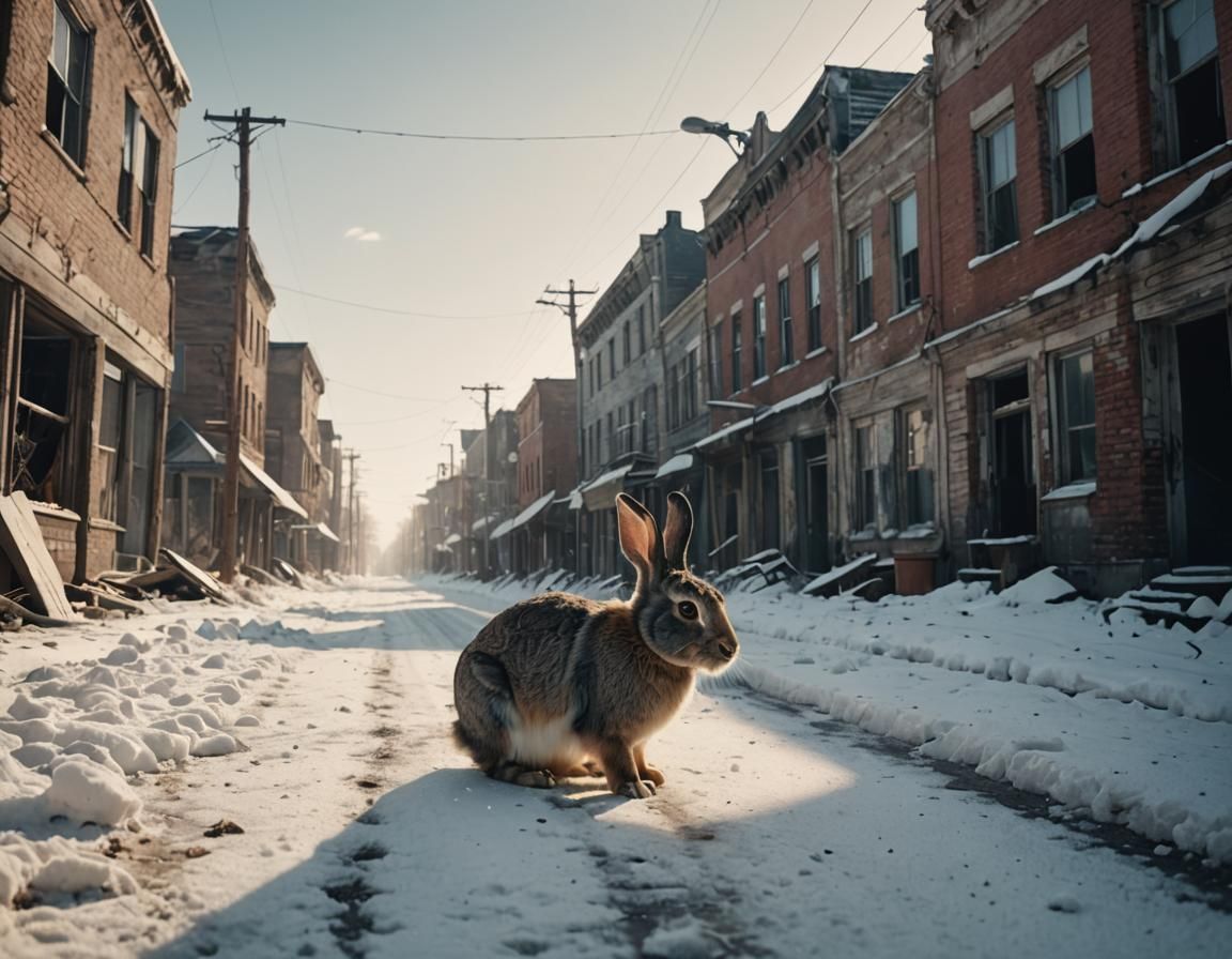 Snow-Covered Ruins in Cinematic Post-Apocalyptic Winter