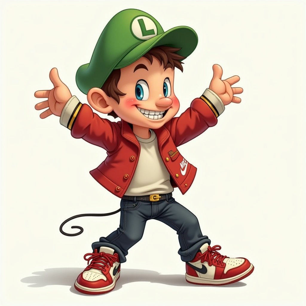 Retro Cartoon Boy in NASA Jacket, 1920s Style