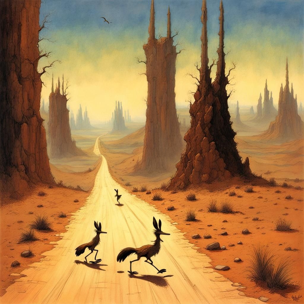 Wile E. Coyote in Beksinski Style