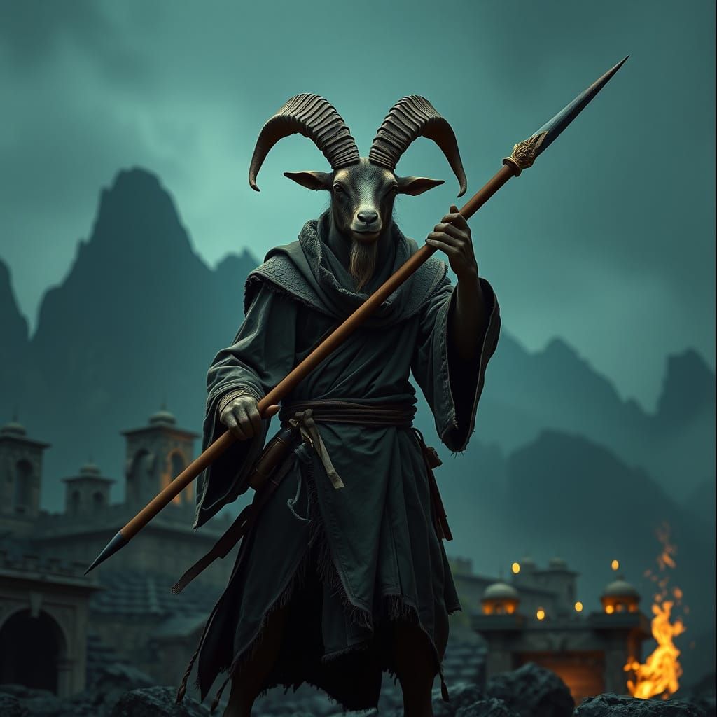 Goat Martial Monk in Dark Fantasy Realm