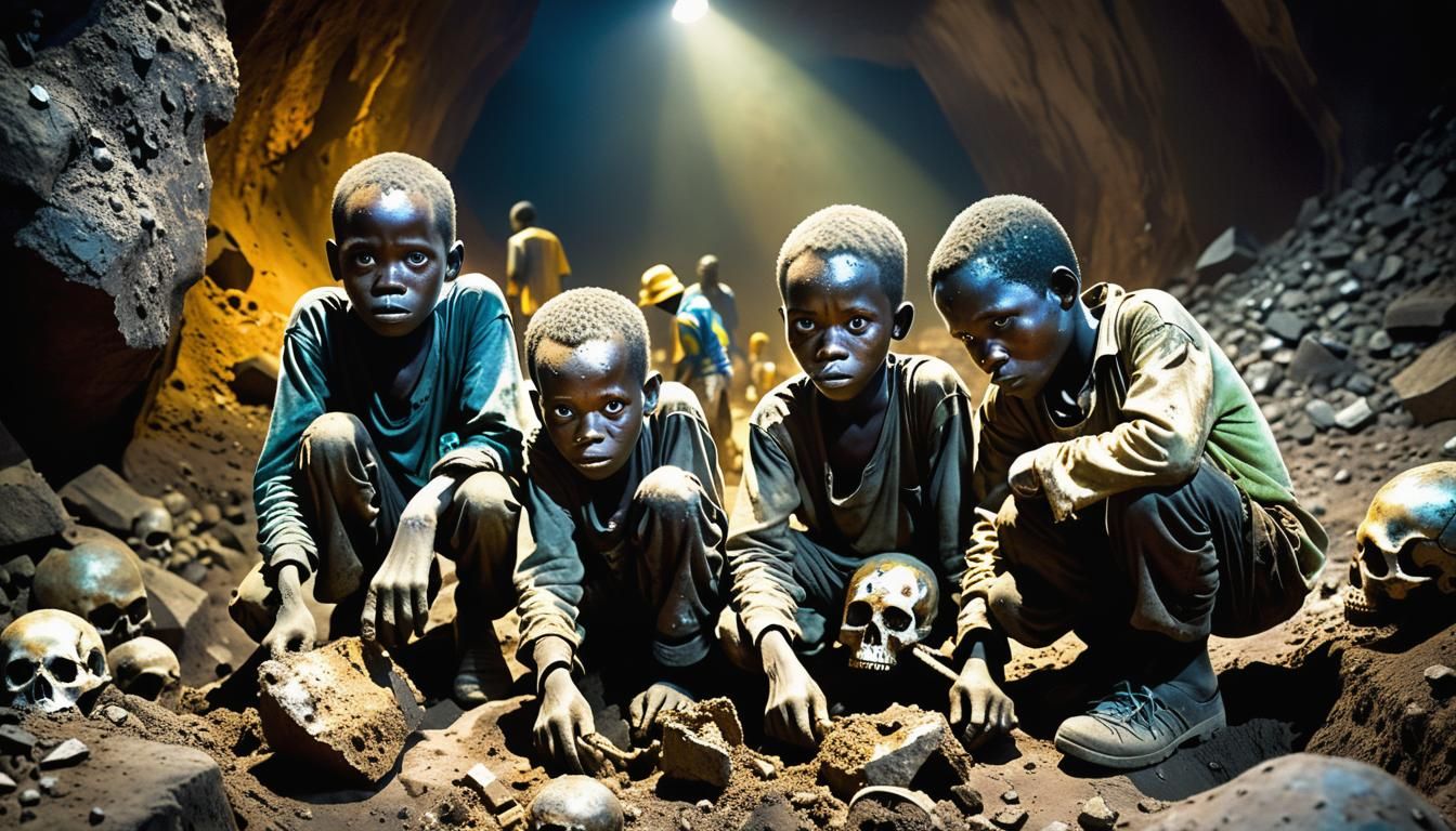 Coltan Mine: Congolese Children in Dystopian 3D Anime Art