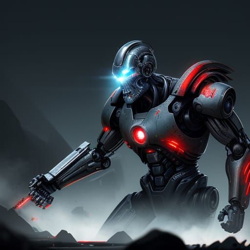 Dystopian Cyborg in Dramatic Sci-Fi Art