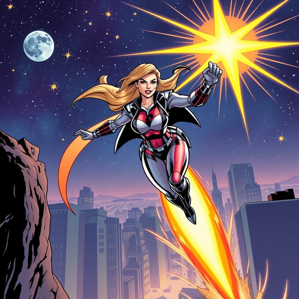 Cosmic Crusader in Starry Skies