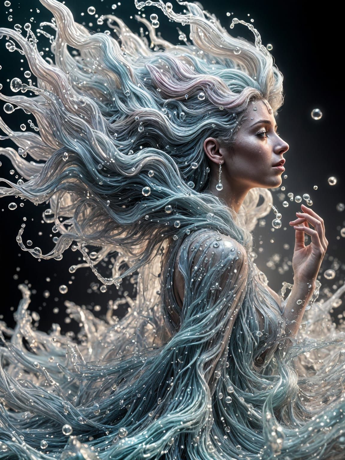 Surreal Water Goddess Radiates Ethereal Light