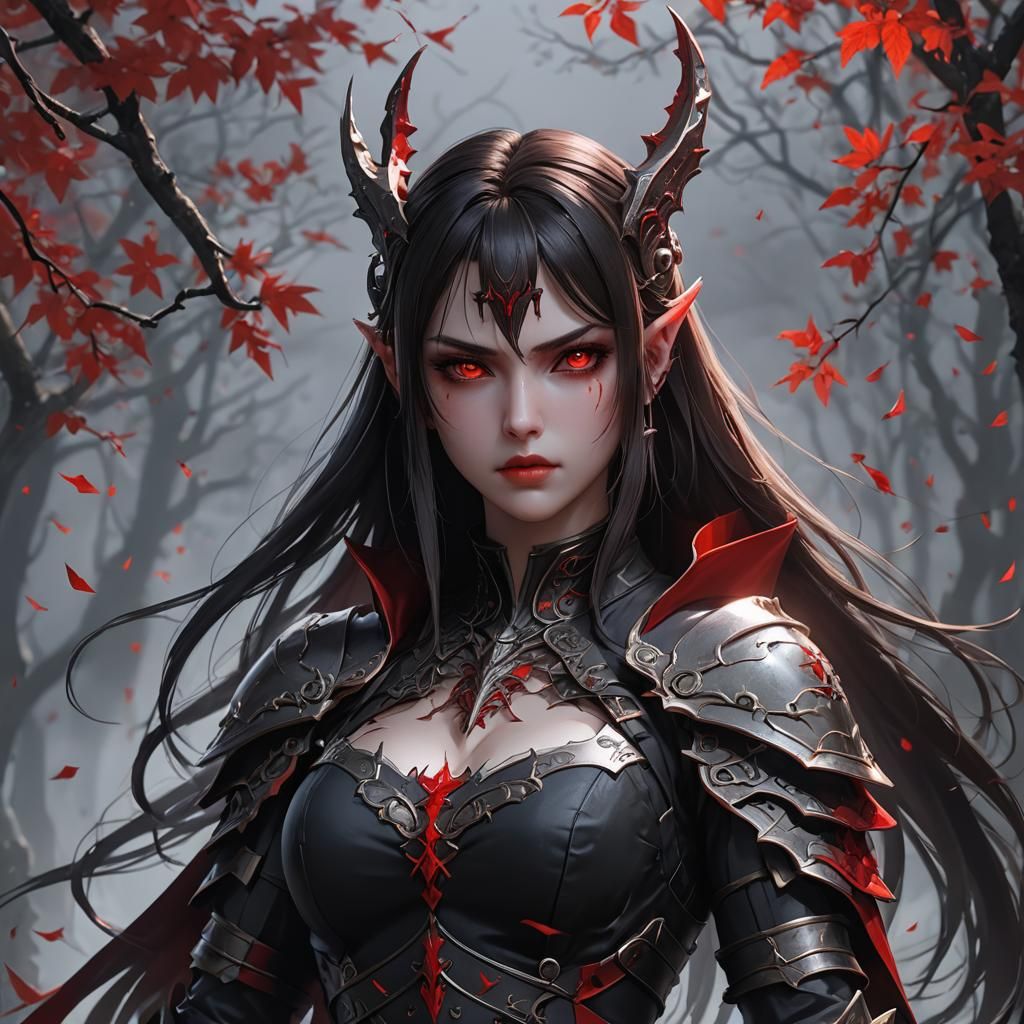 Vampire Girl Warrior in 3D Anime Style