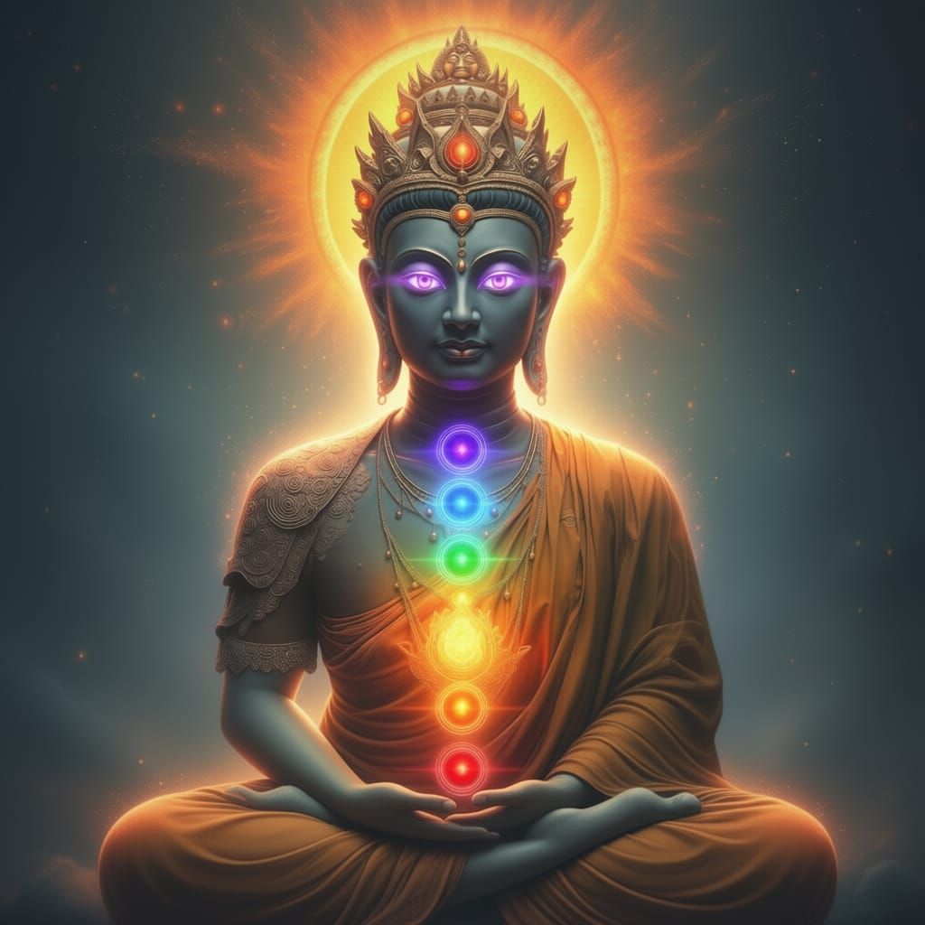 Buddha's Enlightenment Illuminated Violet Eyes