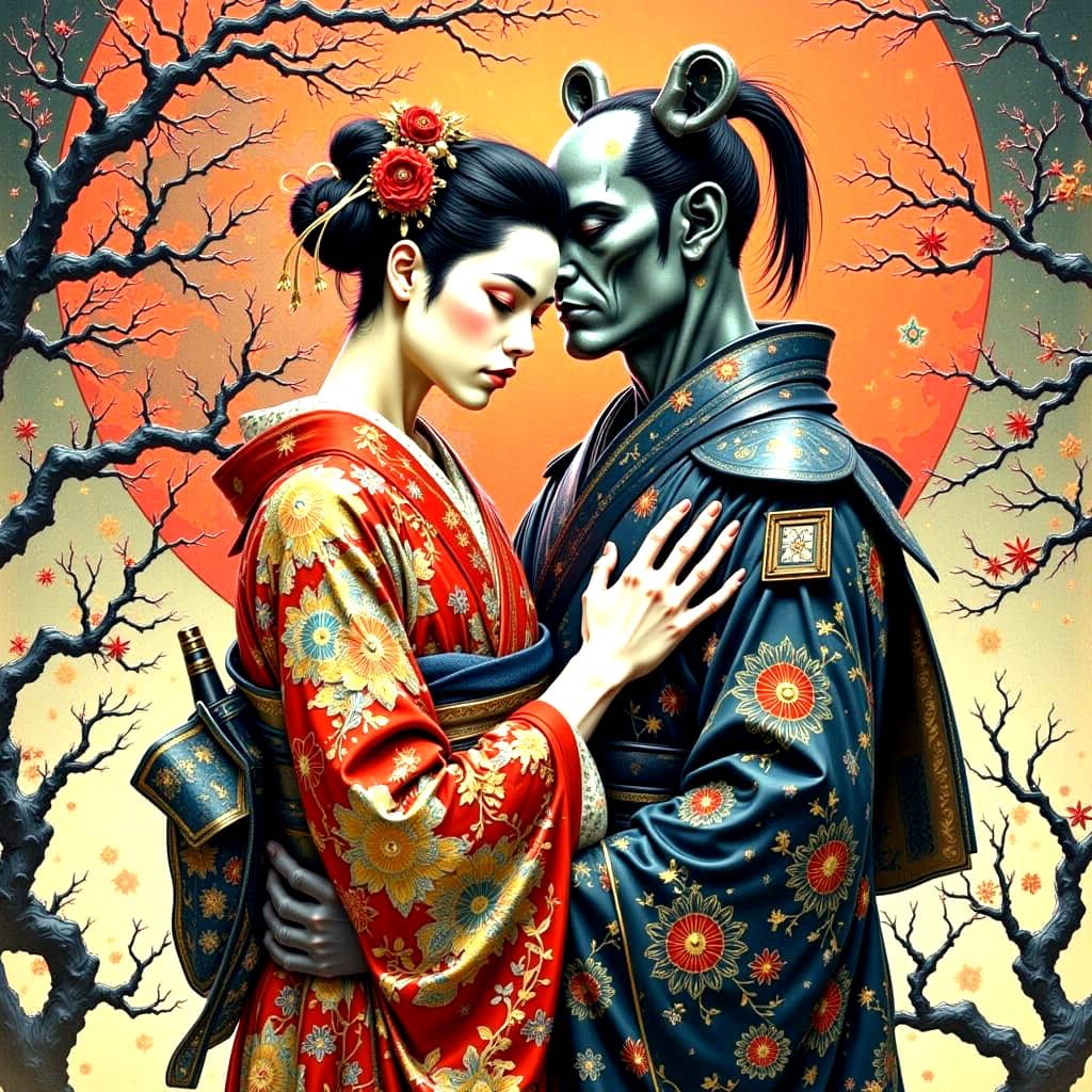 Mournful Geisha and her Ghost Samurai Lover