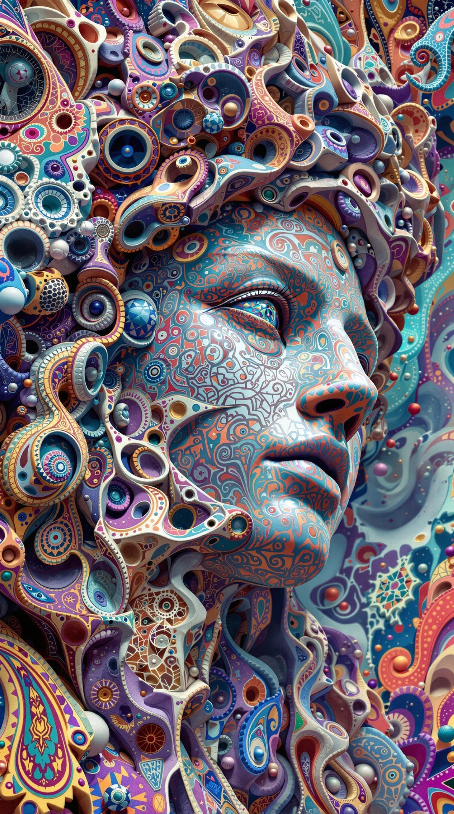 Surreal Megastructure Statue with Hyperbolic Details