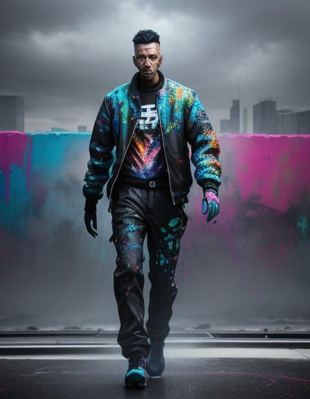 Abstract Humanoid in Vibrant Transformation