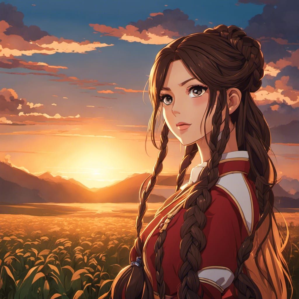 Anime Girl with Braided Hair