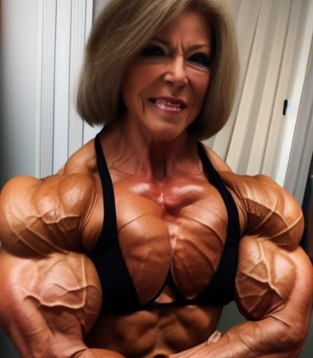 Muscular Grandma Flexing: A Bodybuilding Icon