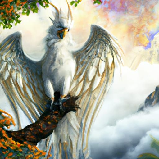 Cockatoo Dragon in Ethereal Fantasy Style