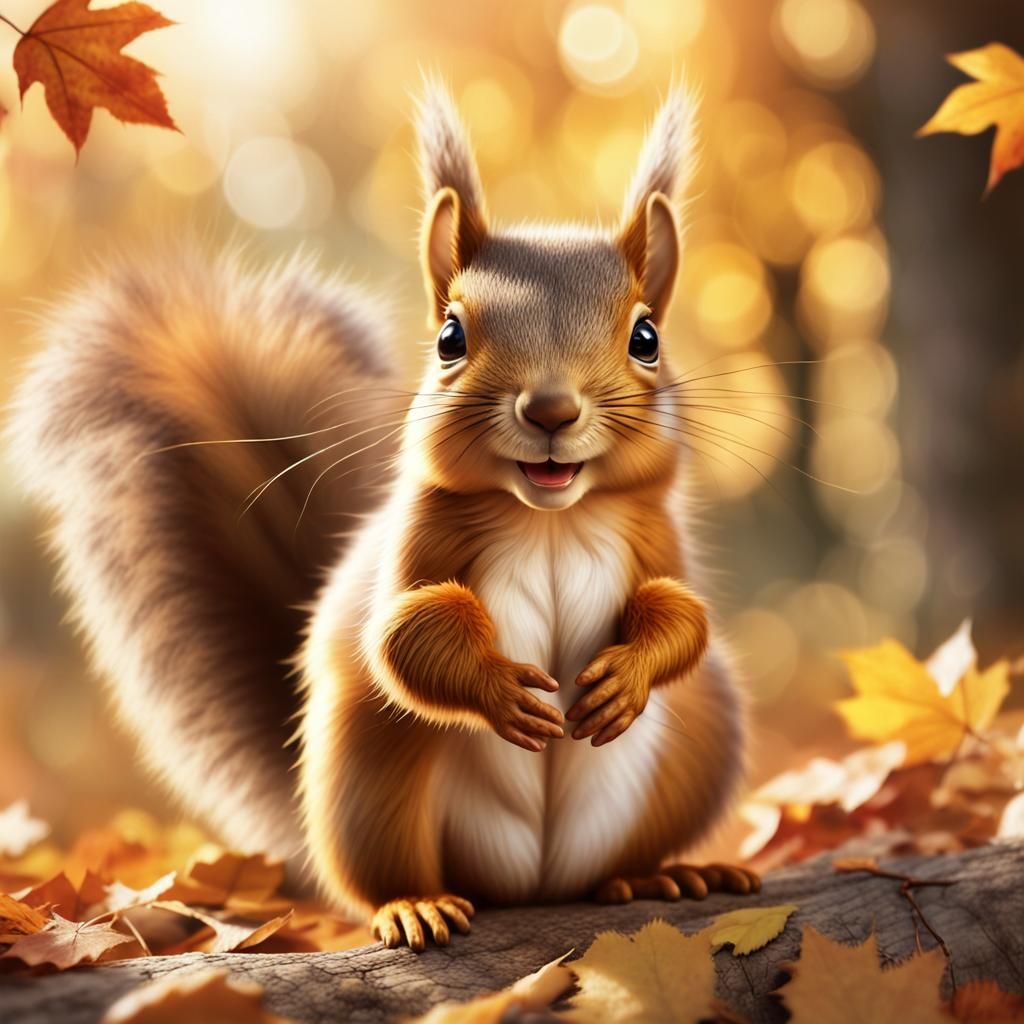 Charming Squirrel Poses with a Smile: French Concept Art