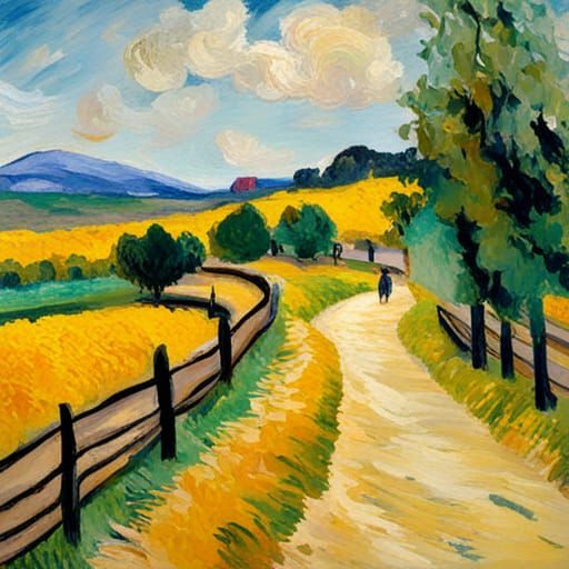 Impressionist Landscape Painting with Vibrant Colors