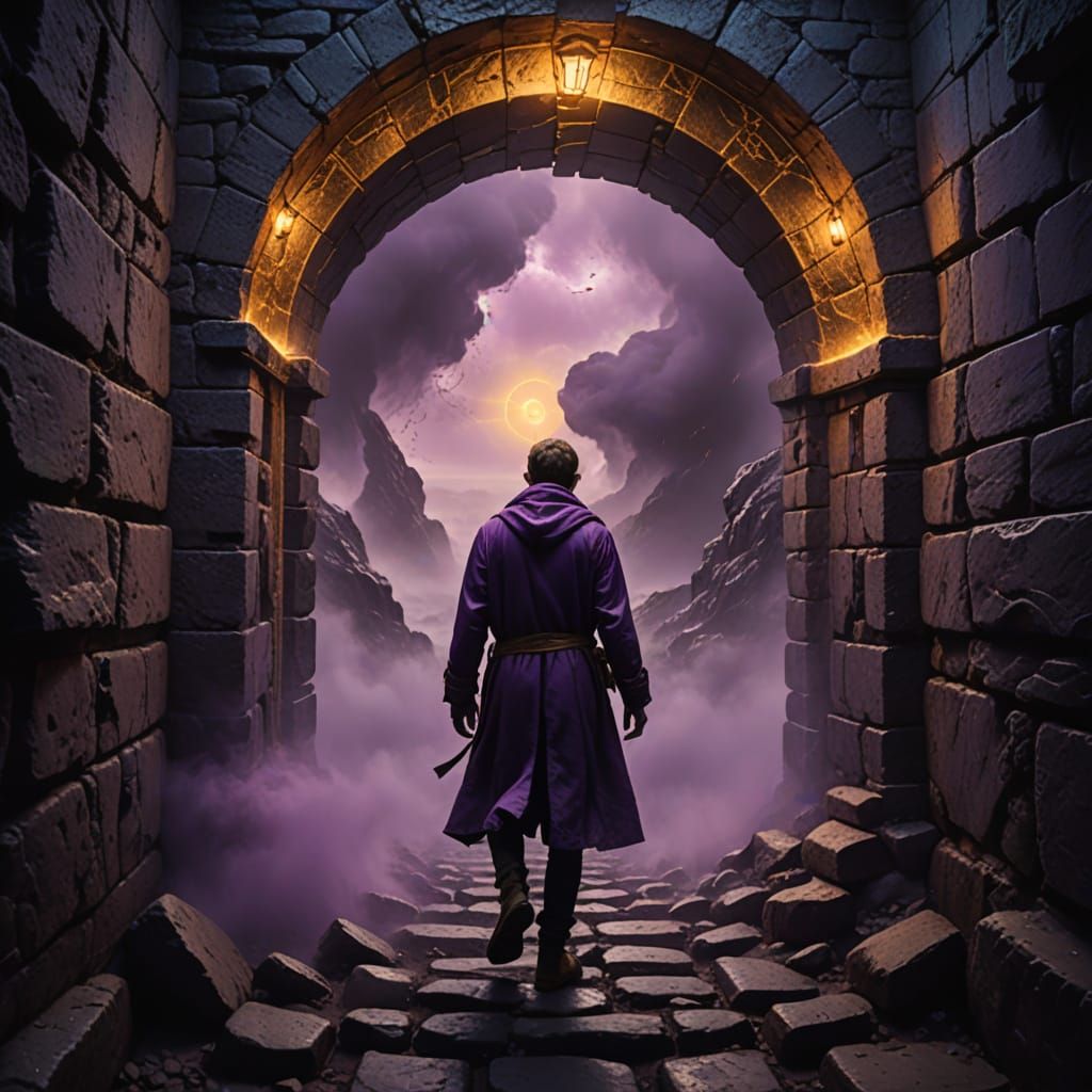 Surreal Portal with Glowing Mist in Dark Fantasy Art