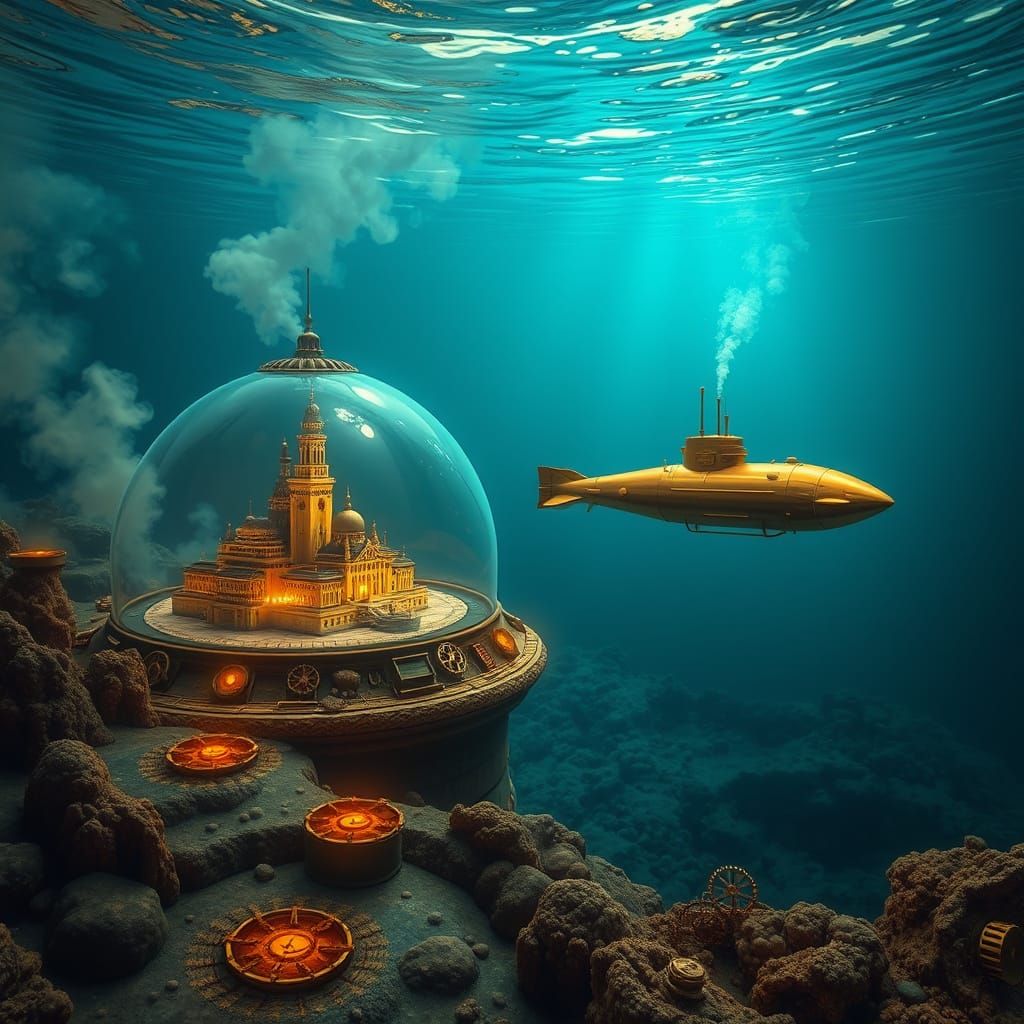 Steampunk Victorian City Undersea Dome
