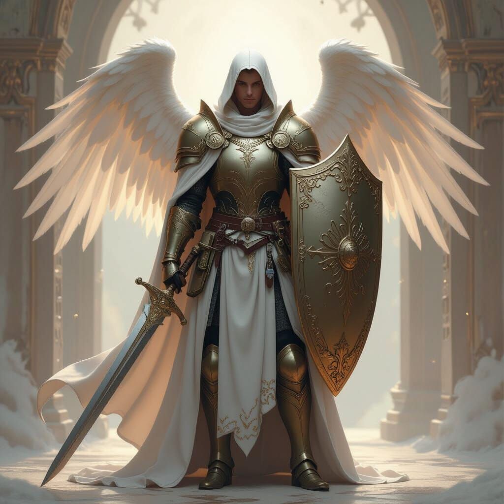 Angelic Guard with Shield and Sword, Ethereal Lighting