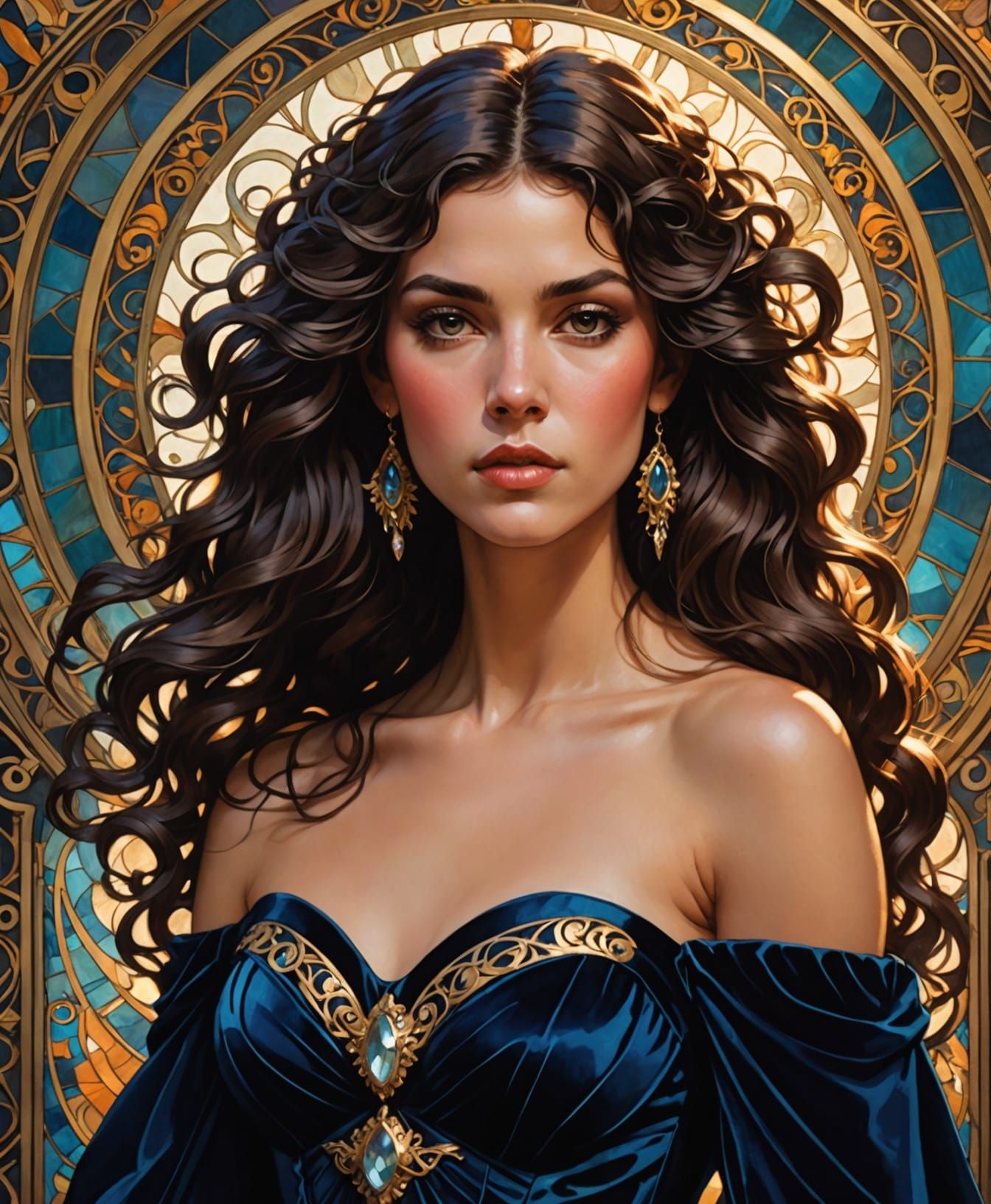 Velvet Gown Portrait in Hyperdetailed Style