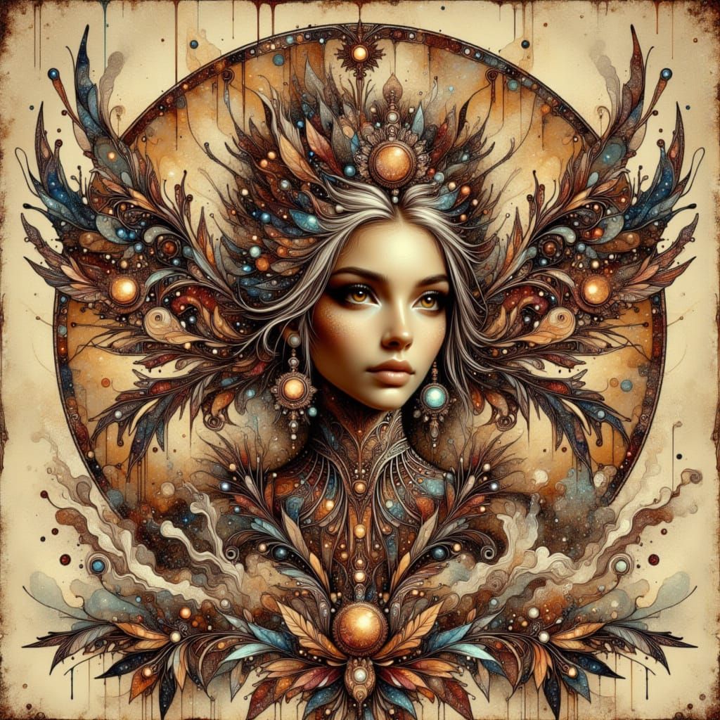 Faeries with Coffee Mugs in Metallic Style