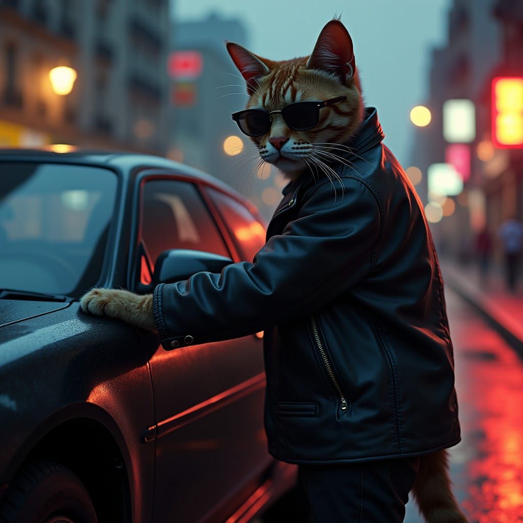 Cyberpunk Cat Burglar in a Gritty Cityscape