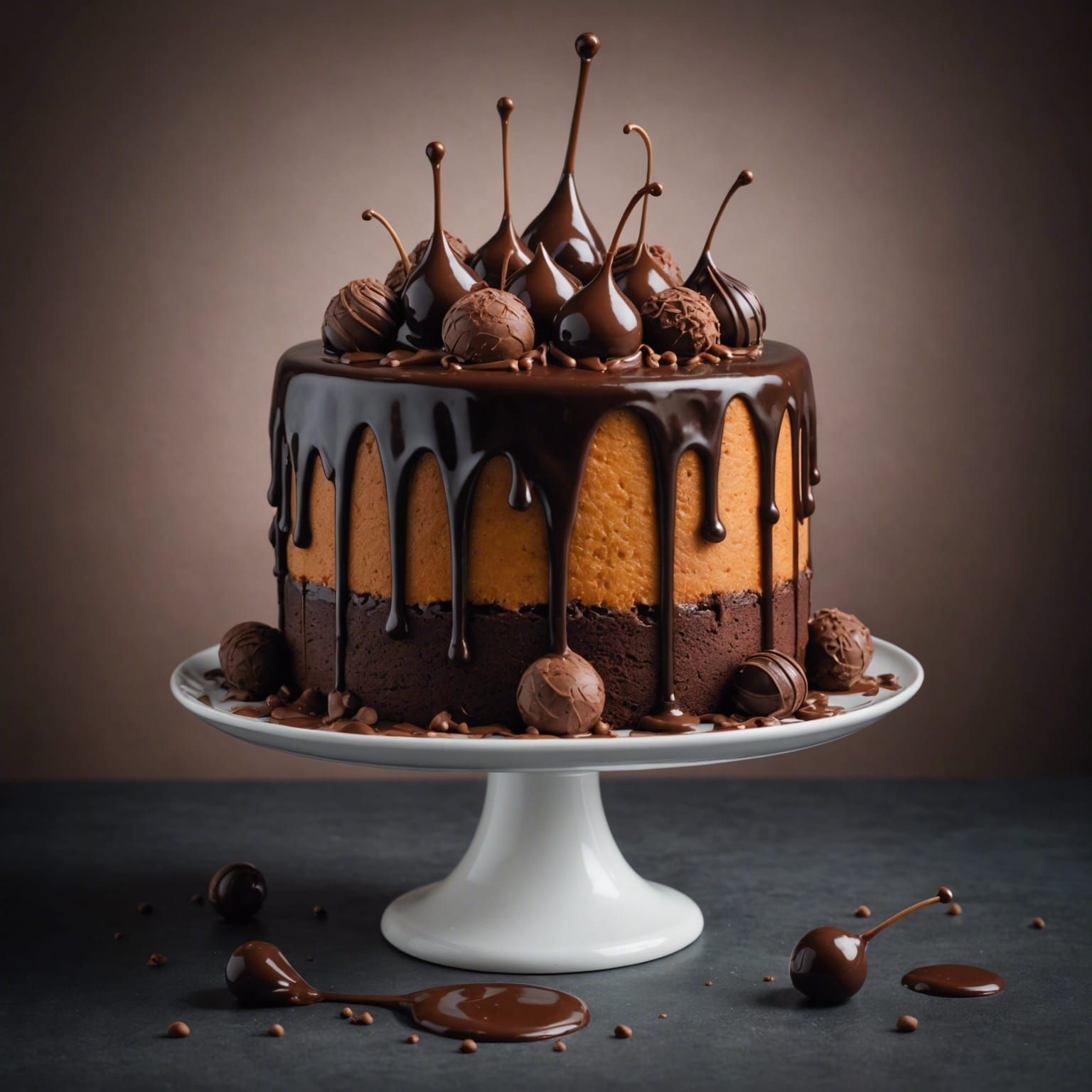 Chocolate Drip Cake Still Life Photo