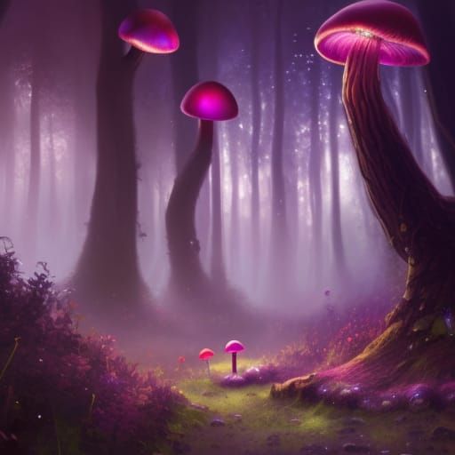Fantasy Mushroom Kingdom with Fireflies, Concept Art