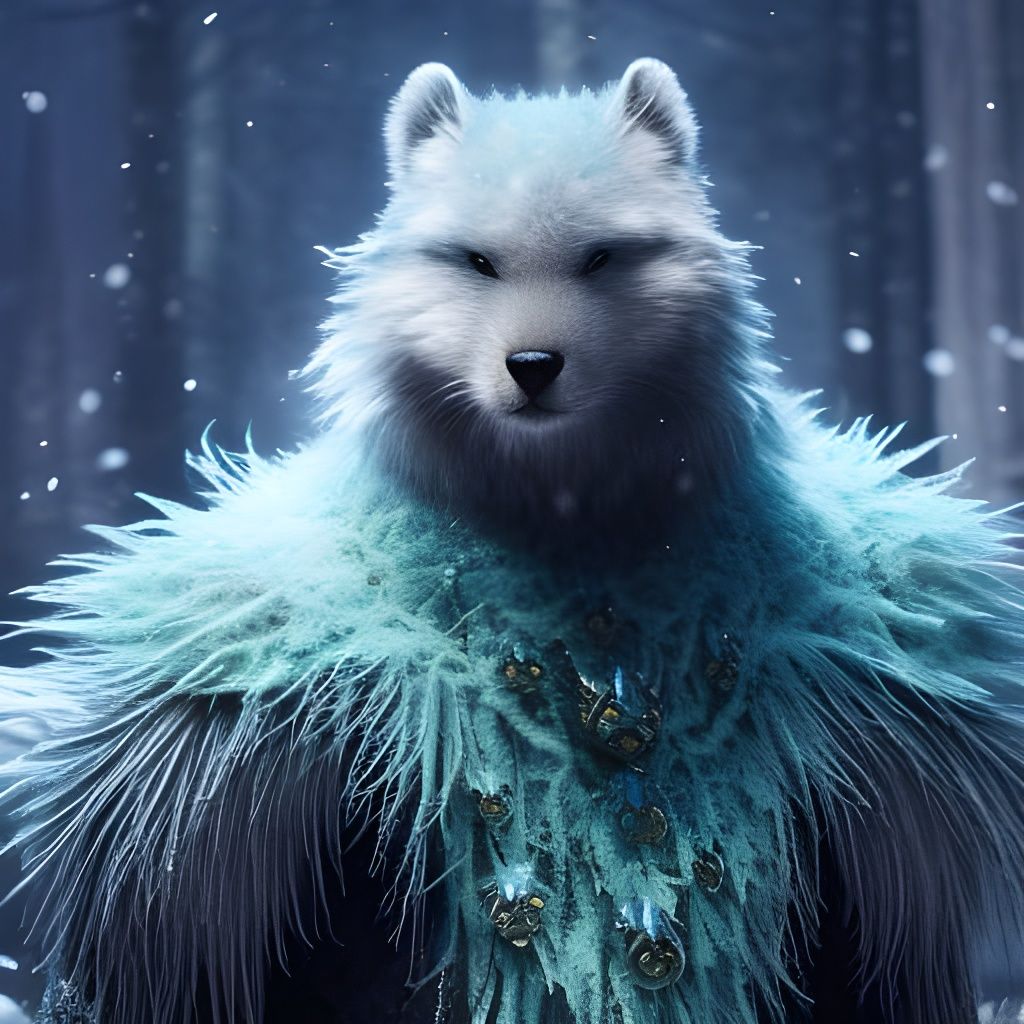 Aquatic Demon in Winter Wonderland: Fantasy Art