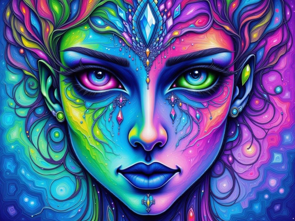 Futuristic Gothic Princess in Neon Colors