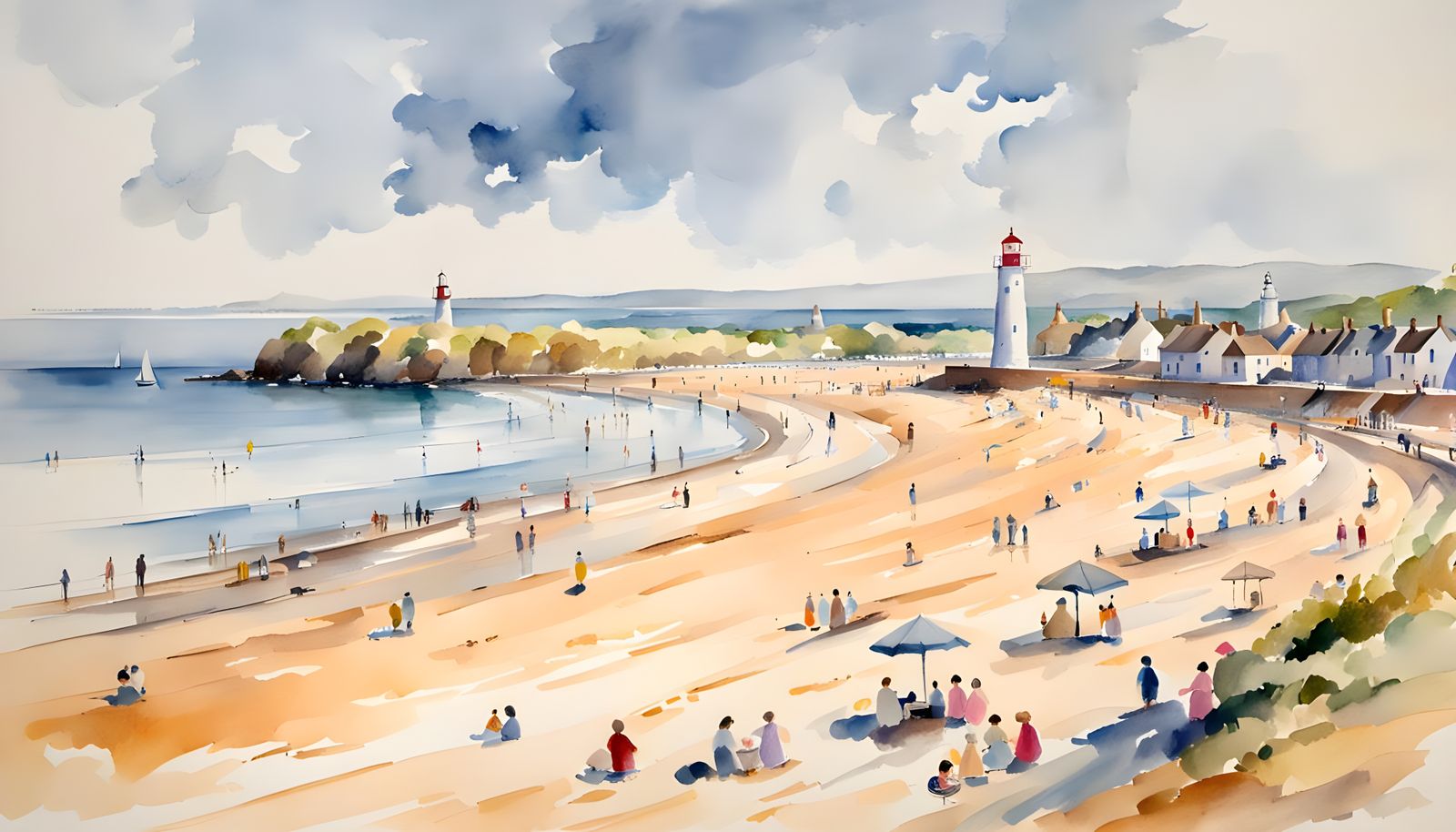 Impressionist Masterpiece of a British Beach Scene
