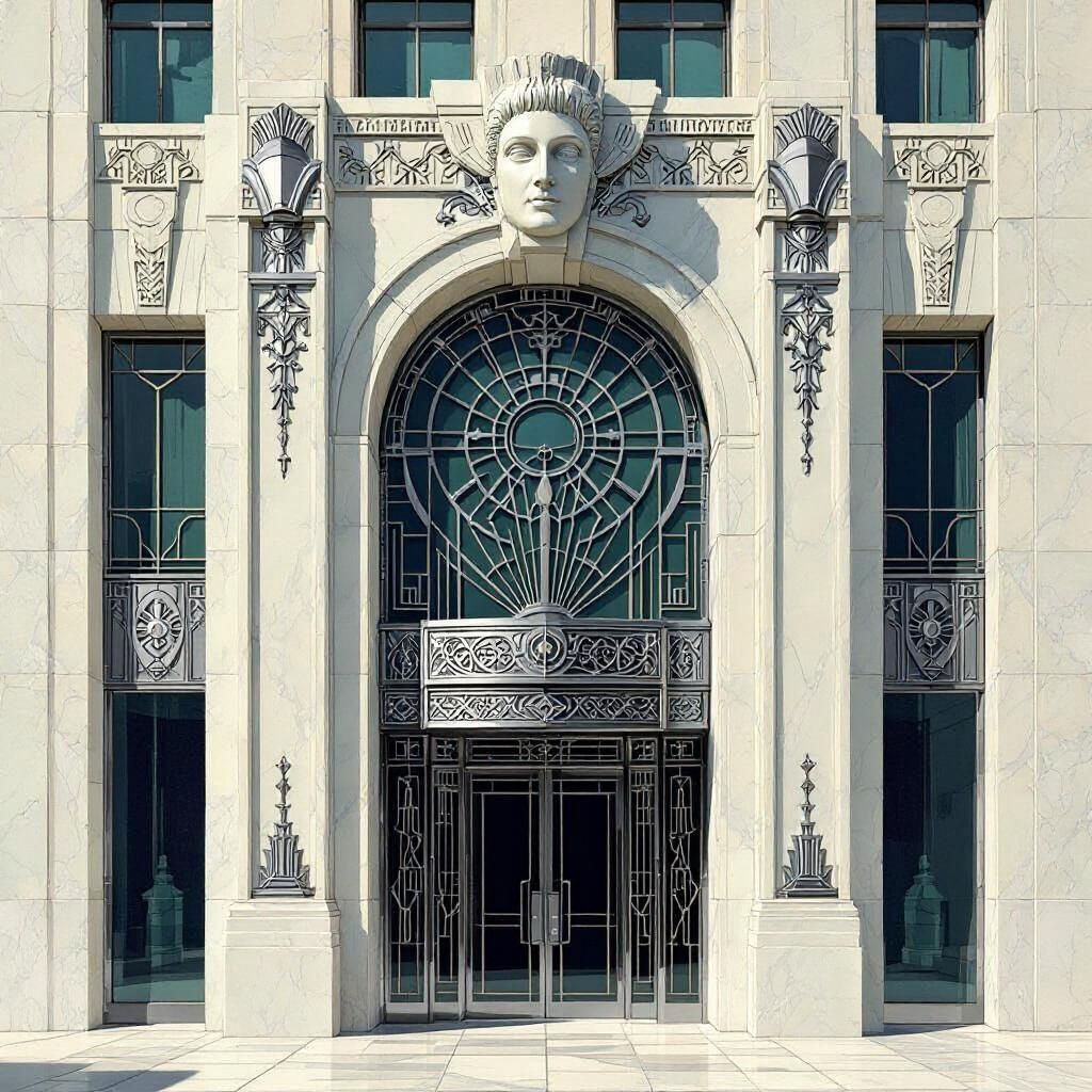 Art Deco Marble Facade in Comic Book Style