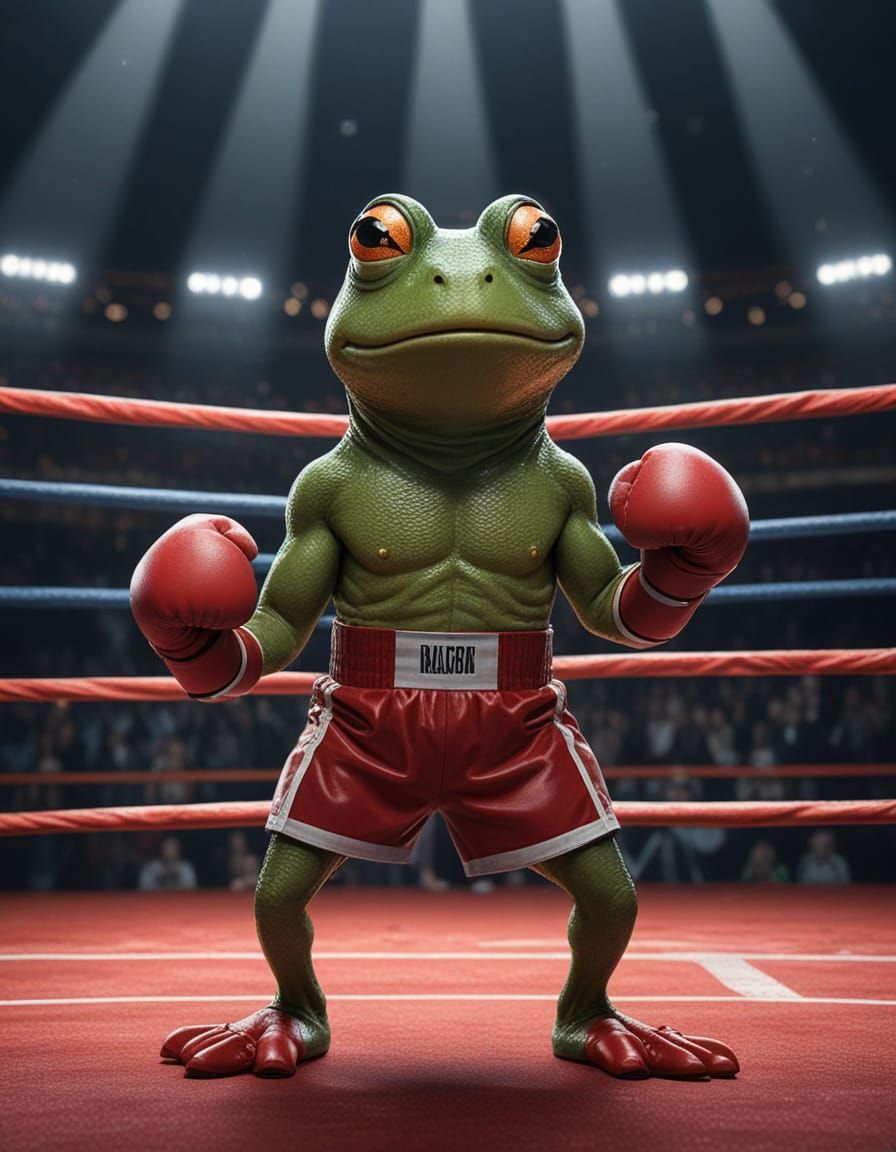 Cartoon Boxing Frog Concept Art in Ring