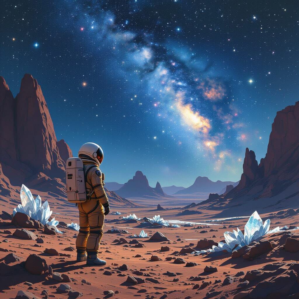 Astronaut on Alien Planet in Matte Painting Style