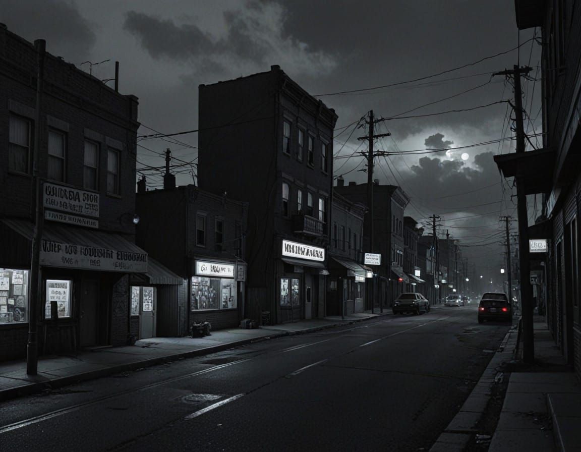 Cyberpunk Cityscape in Dark, Lowbrow Style