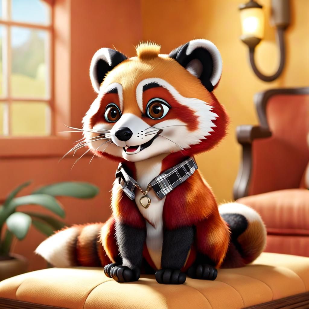 Plaid Red Pandas in Cyberpunk Fantasy Style