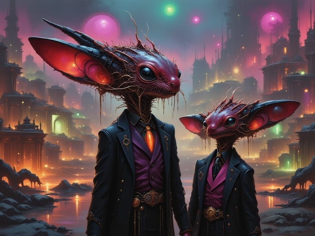 Detailed Aliens Visit Metropolis in Hyper-Realistic Style